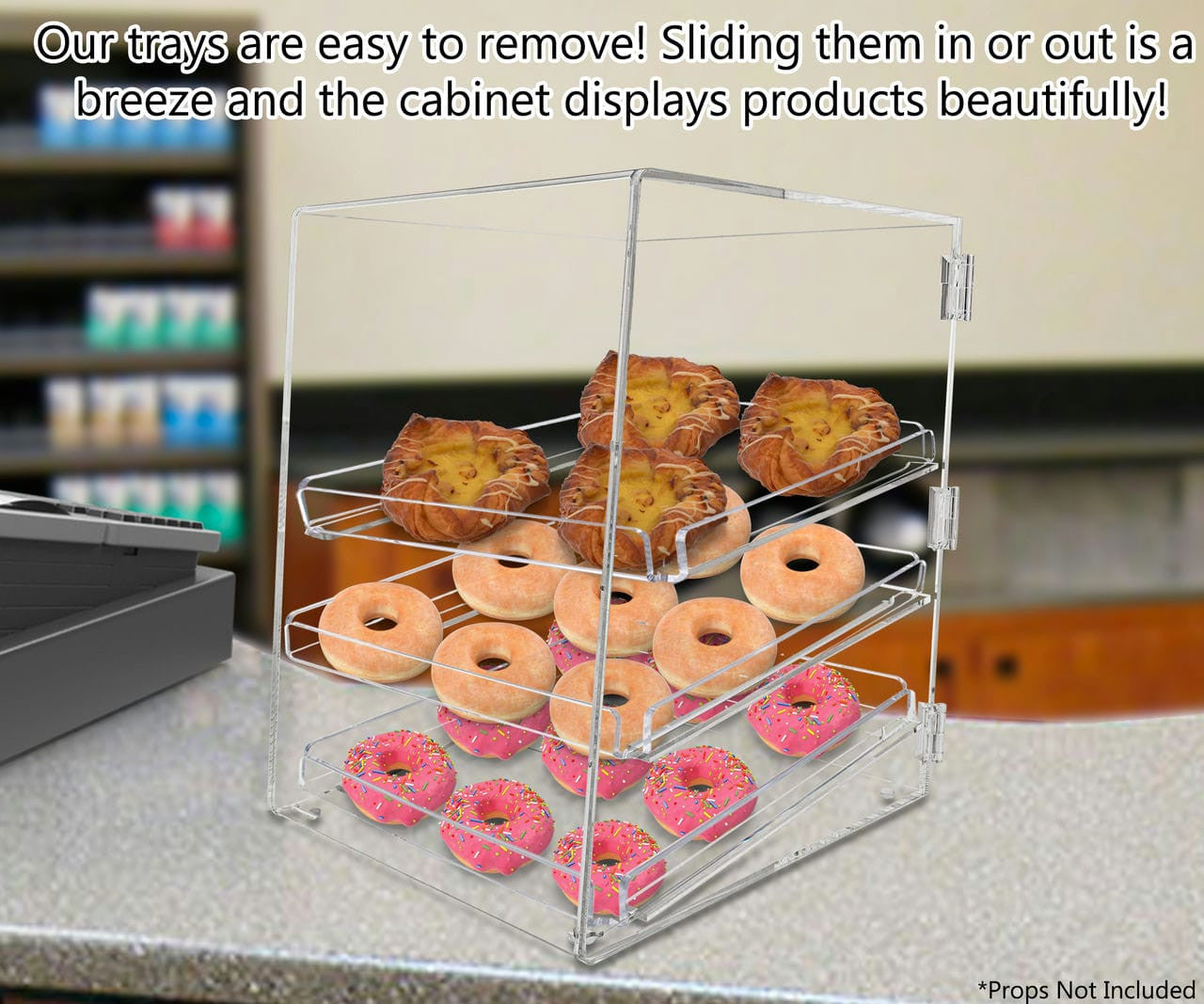 12.75" x 14.75" x 16.75" Bakery Pastry Display Case with 3 Trays