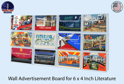 Wall Postcard Holder Organizer 12 Pocket for 6"W Advertisements