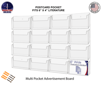 Sixteen Pocket Postcard Holder for 6"W Advertising Literature