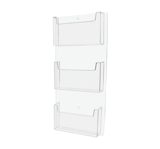 Wall 3 Pocket Postcard Holder for 6"W Advertising Literature