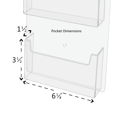 Wall 3 Pocket Postcard Holder for 6"W Advertising Literature