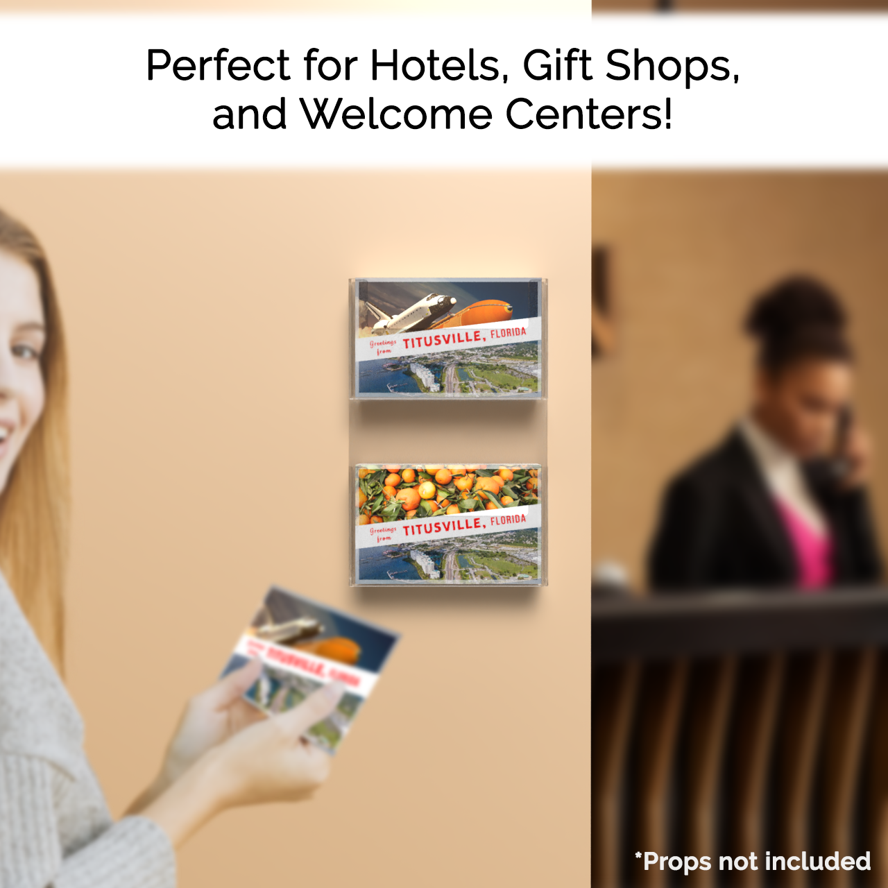 Wall 2 Pocket Postcard Holder for 6"W Advertising Literature