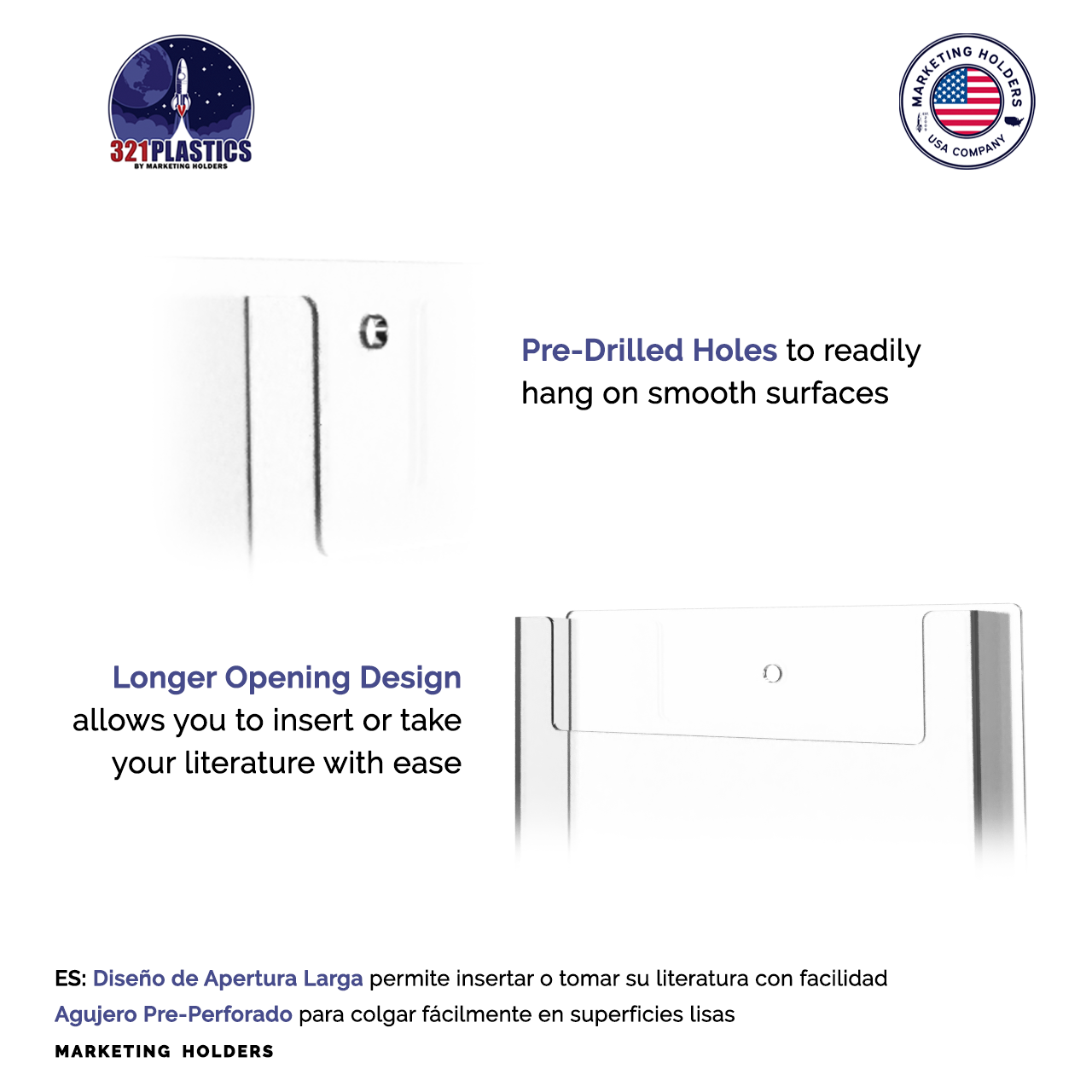 Wall 2 Pocket Postcard Holder for 6"W Advertising Literature