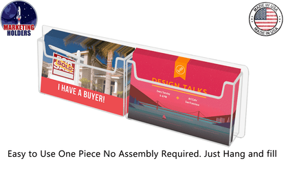 Wall Two Pocket Postcard Holder for 6"W Advertising Literature