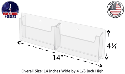 Wall Two Pocket Postcard Holder for 6"W Advertising Literature