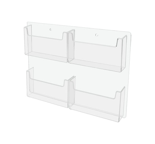 Four Pocket Postcard Holder for 6"W Advertising Literature