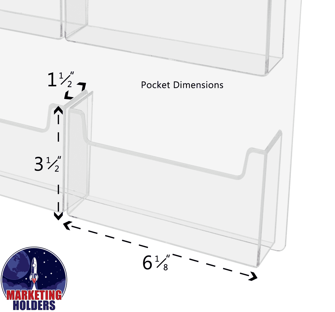 Four Pocket Postcard Holder for 6"W Advertising Literature