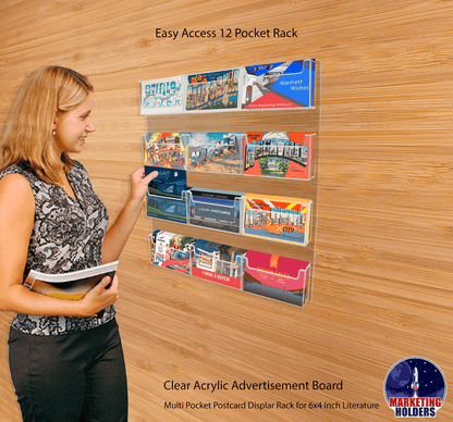 Wall Postcard Holder 12 Pocket Organizer for 6"W Advertisements