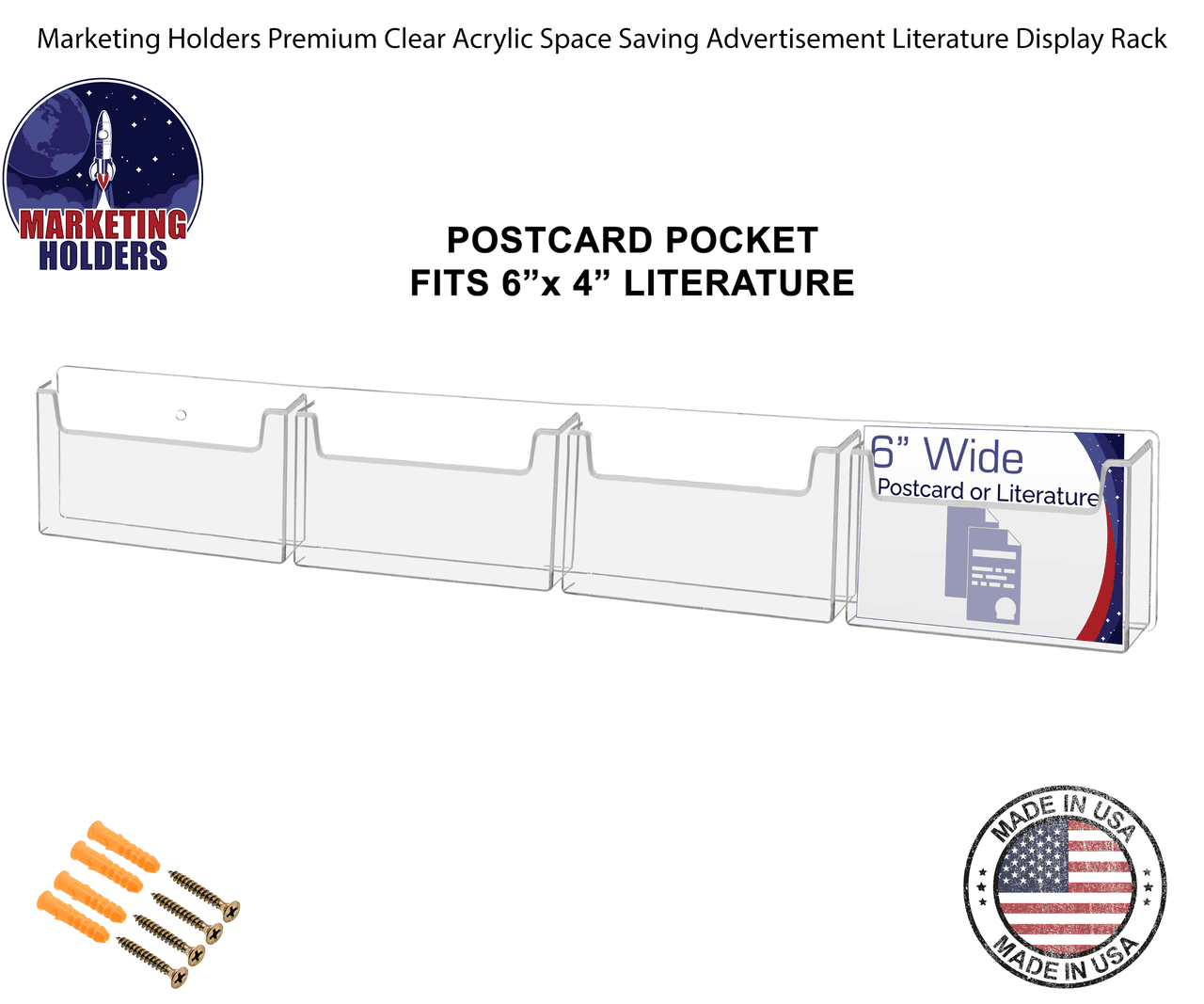 Postcard Holder 4 Pocket Organizer for 6"W Advertisements