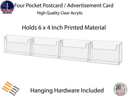 Postcard Holder 4 Pocket Organizer for 6"W Advertisements