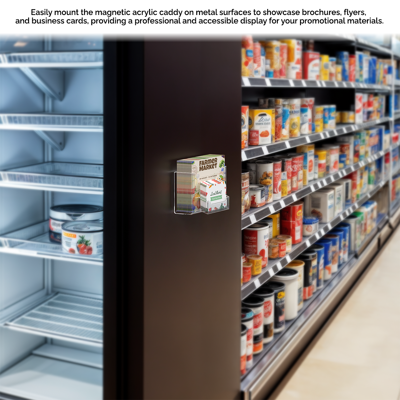 6"W Magnetic Postcard Holder with Business Card Pocket