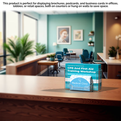 6"W Postcard Literature Holder with Business Card Pocket