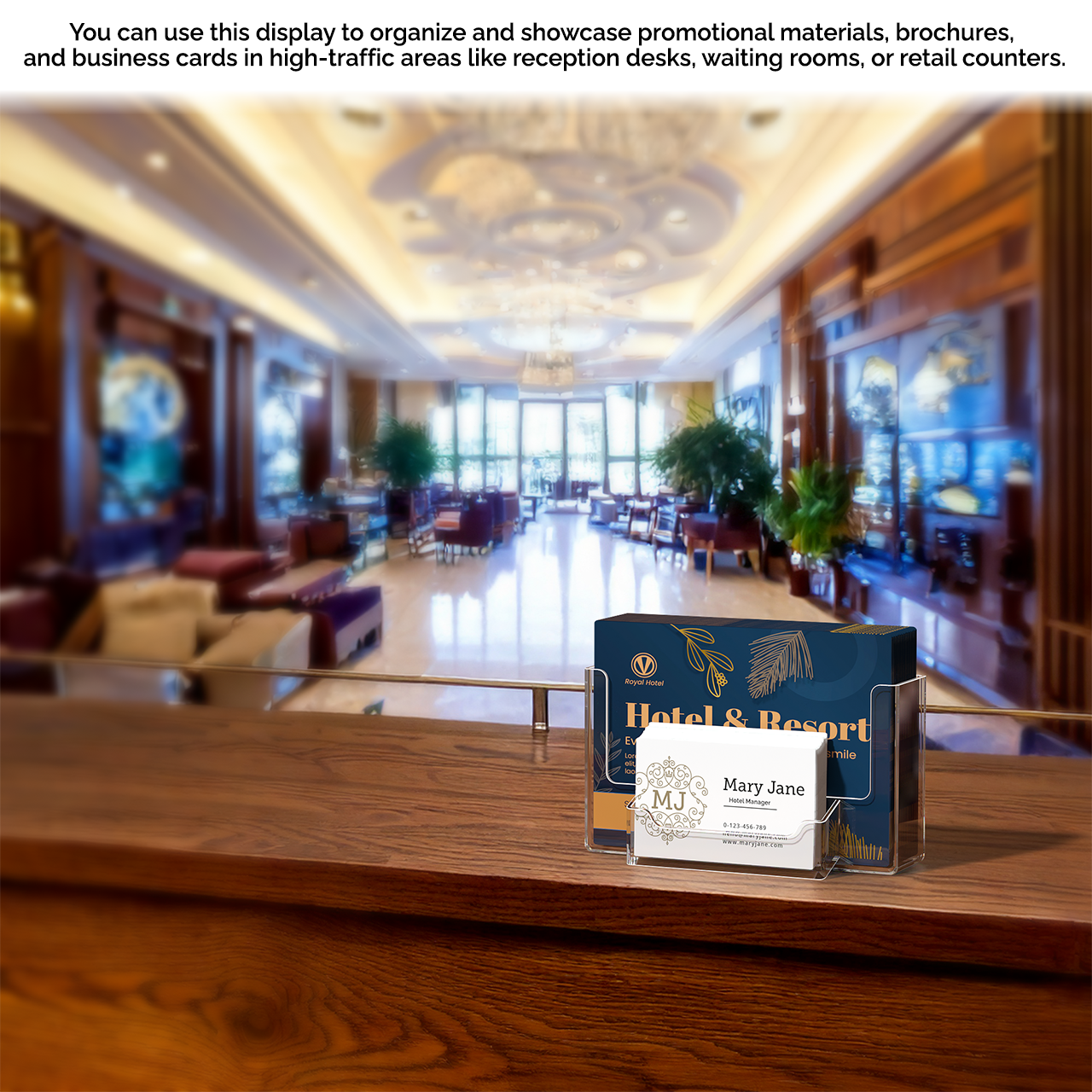 6"W Postcard Literature Holder with Business Card Pocket