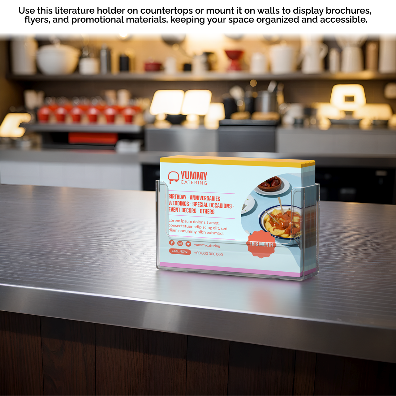 6"W Postcard Literature Holder Wall or Countertop Display