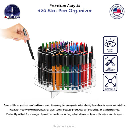 120 Slot Pen Organizer or Brush or Marker Holder Acrylic