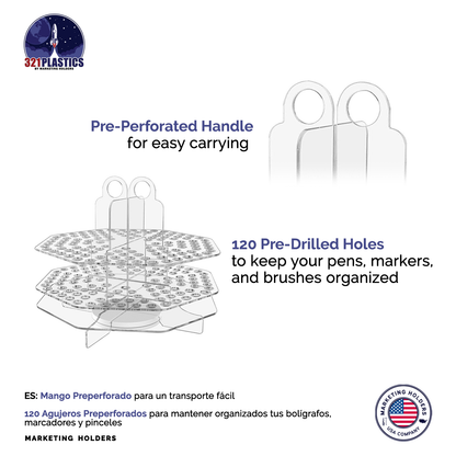 Rotating 120 Slot Pen Marker Brushes Holder Display Organization