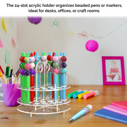 24 Slot Pen Holder Desktop Marker Paintbrush Organizer