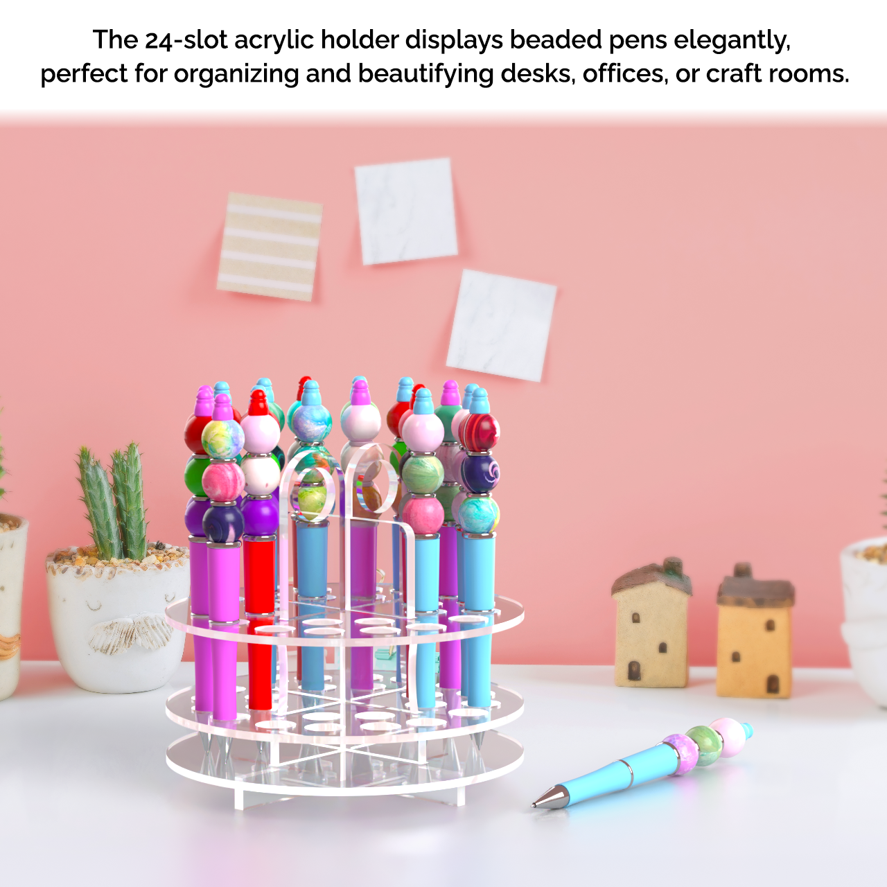 24 Slot Pen Holder Desktop Marker Paintbrush Organizer