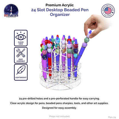 24 Slot Pen Holder Desktop Marker Paintbrush Organizer