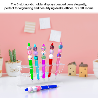 6 Slot Beaded Pen Organizer Beauty and Art Supply Holder