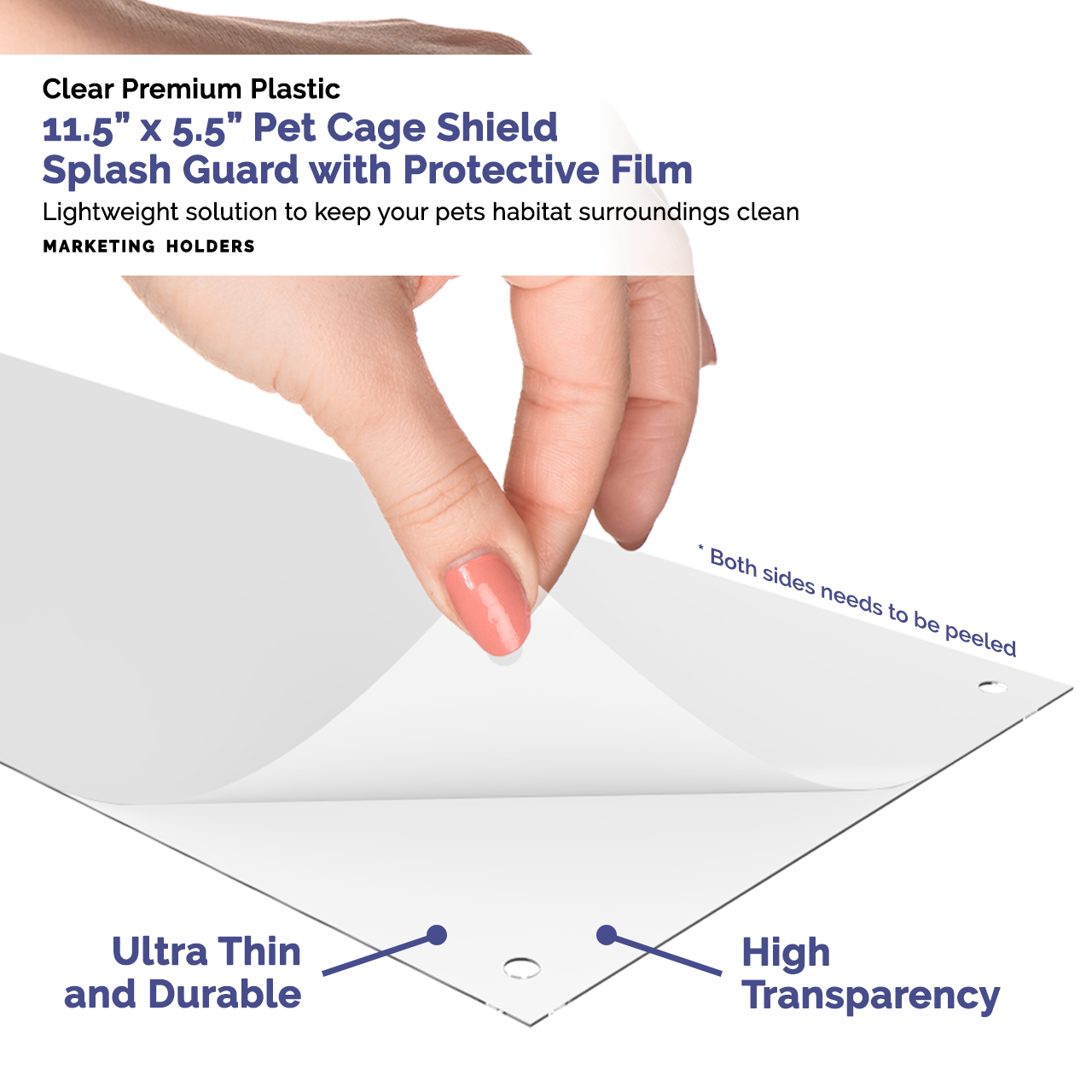 11.5"W x 5.5"H Urine Guard Pet Cage Liner Splash Guard Plastic