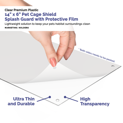14"W x 6"H Urine Guard Pet Cage Siding Liner Splash Guard Clear