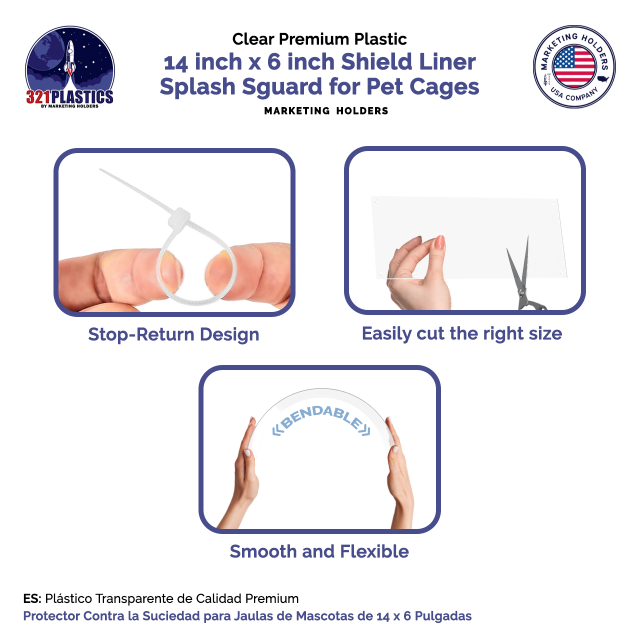 14"W x 6"H Urine Guard Pet Cage Siding Liner Splash Guard Clear