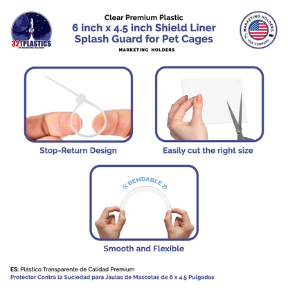 6"W x 4.5"H Urine Guard Pet Cage Liner Splash Guard Plastic Sides