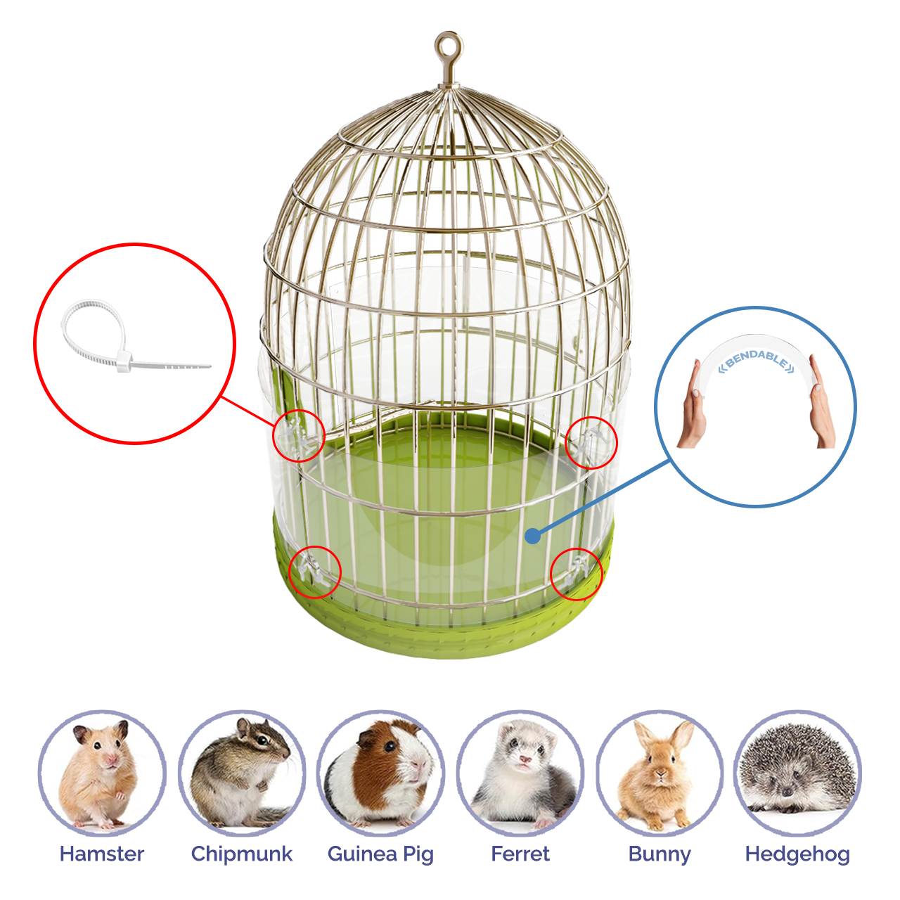 8"W x 11"H Urine Guard Pet Cage Liner Critter Splash Guard