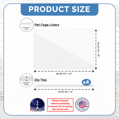 8"W x 12"H Urine Guard Pet Cage Liner Splash Guard Plastic Sides