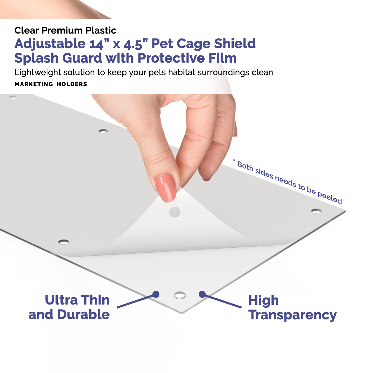 14"W x 4.5"H Urine Guard Pet Cage Liner Habitat Plastic Shields