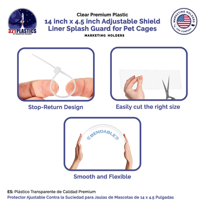 14"W x 4.5"H Urine Guard Pet Cage Liner Habitat Plastic Shields