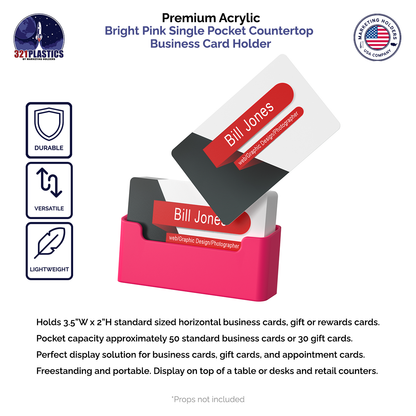 Business Card Holder Hot Pink Girlie Countertop Display Stand