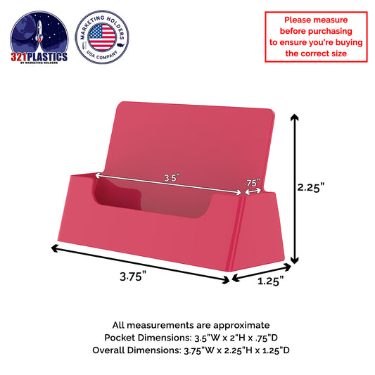 Bright Pink Business Card Holder Single Pocket Countertop Stand