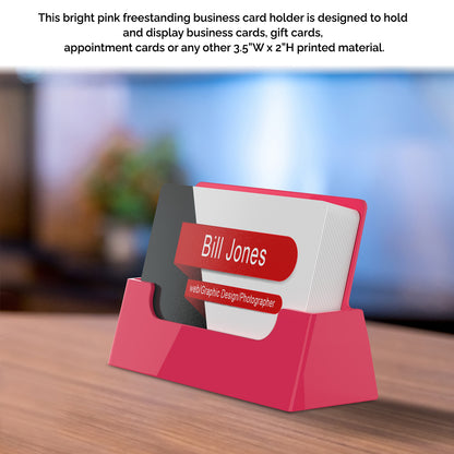Bright Pink Business Card Holder Single Pocket Countertop Stand