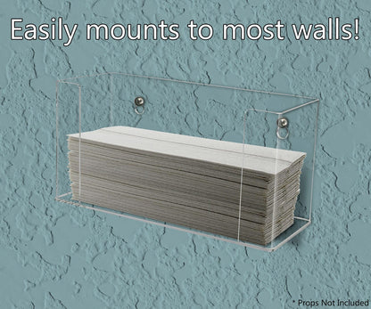 Eleven and Three Quarters Inches Wide by Five and a Three Quarters Inches Deep Attaches to most walls using standard mounting screws