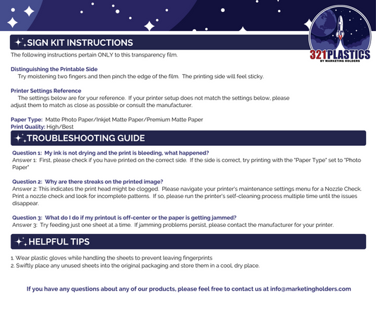 5" x 7" Wall Sign Holder Floating Graphic Image Display