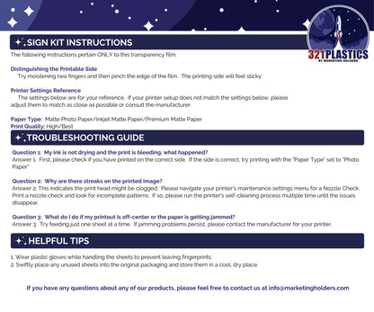 20" x 30" Wall Sign Holder Floating Graphic Poster Display