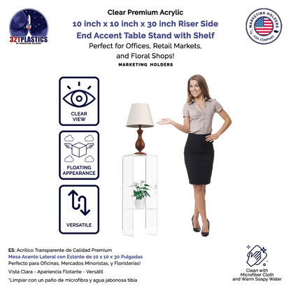 Riser Side End Accent Table 30"H Display Stand with Shelf