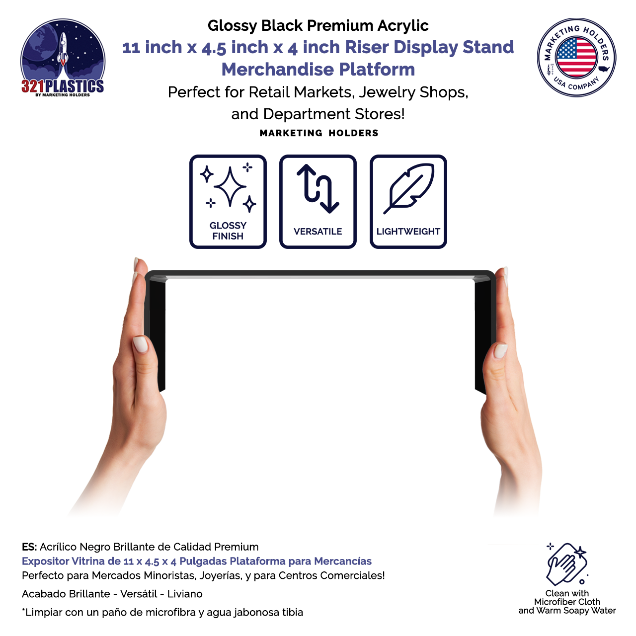 11" x 4.5" Riser Display Showcase Stand Acrylic Platform