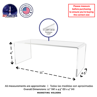 11" x 4.5" Riser Display Showcase Stand Acrylic Platform