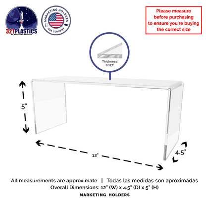12" x 4.5" Riser Display Stand Acrylic Merchandise Showcase