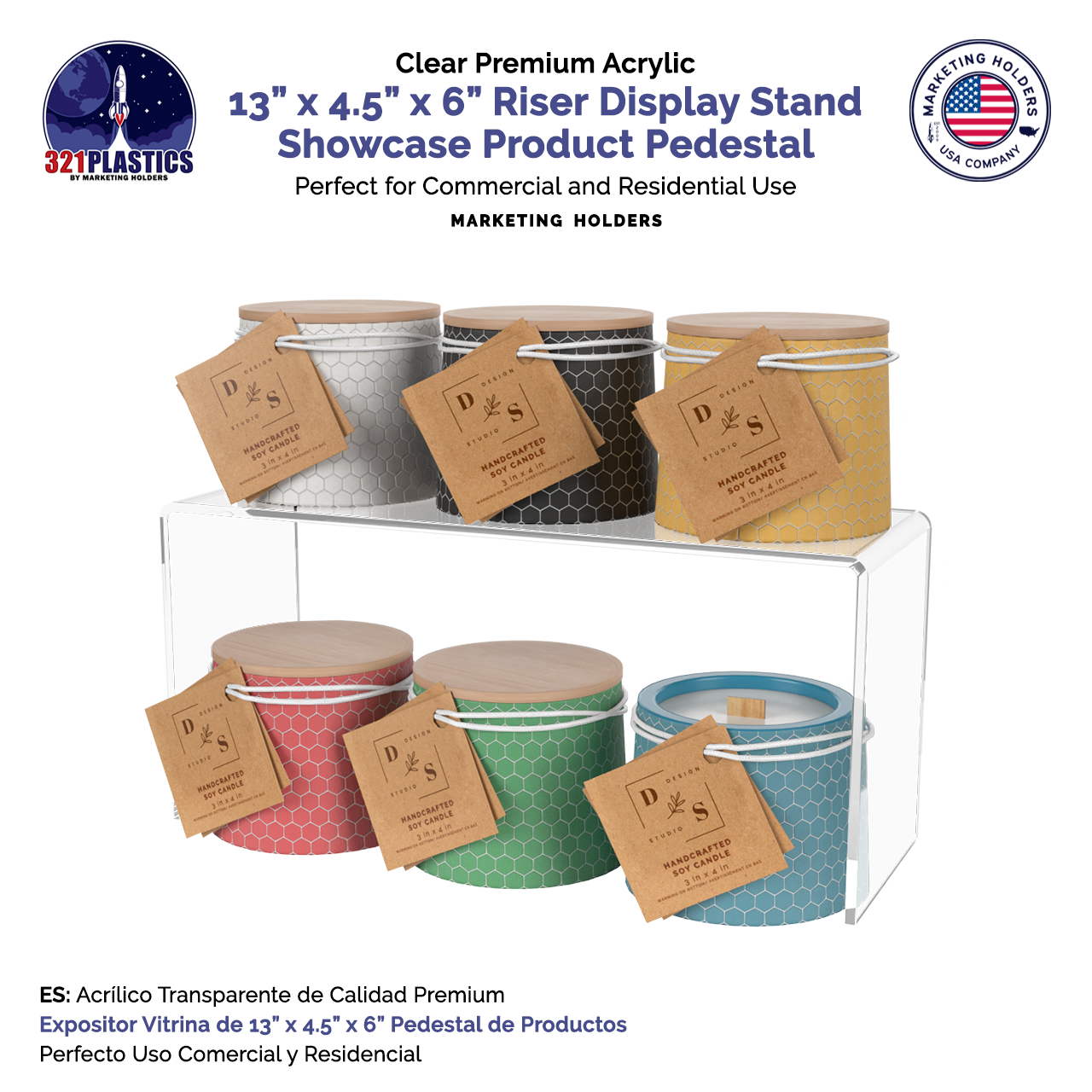 13" x 4.5" Riser Display Stand Acrylic Product Display Showcase