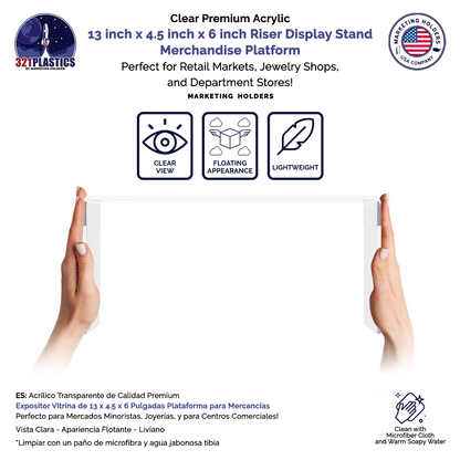 13" x 4.5" Riser Display Stand Acrylic Product Display Showcase