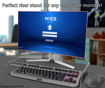 Clear Acrylic Monitor Riser Display Stand with Back Stop