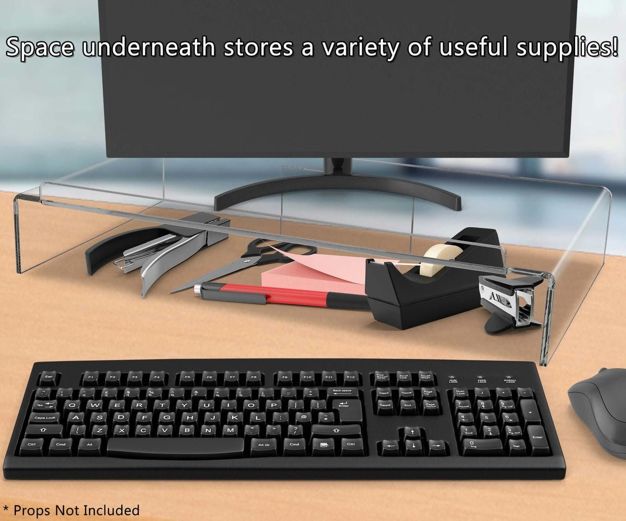 Space underneath stores a variety of useful supplies