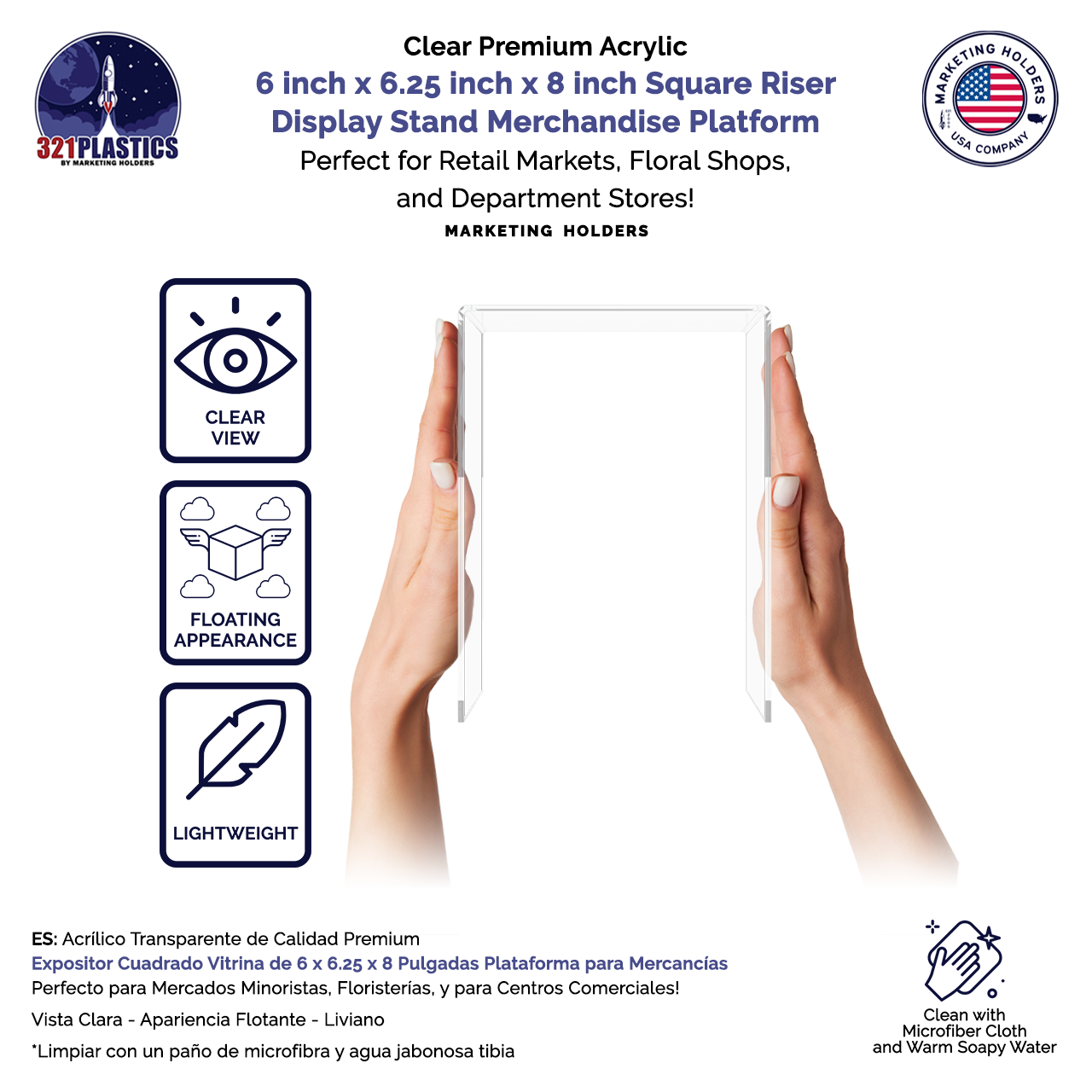 6" x 6.25" Riser Display Stand Product Showcase Acrylic Table