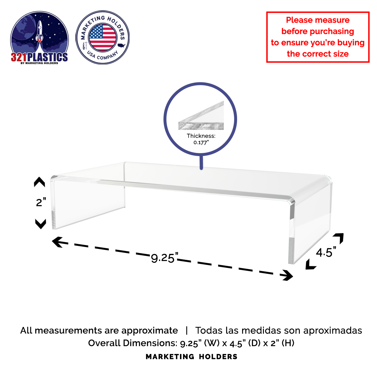 9.25" x 4.5" Riser Display Merchandise Stand Acrylic Retail
