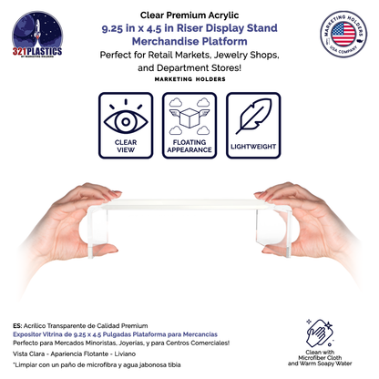 9.25" x 4.5" Riser Display Merchandise Stand Acrylic Retail