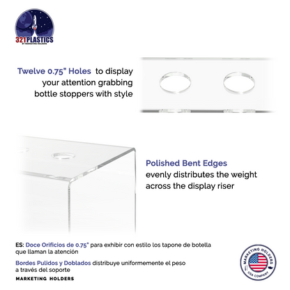 Wine Bottle Stopper Topper Display Two Tier 12 Slot Space Saver